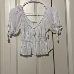 White crop top off the shoulder blouse